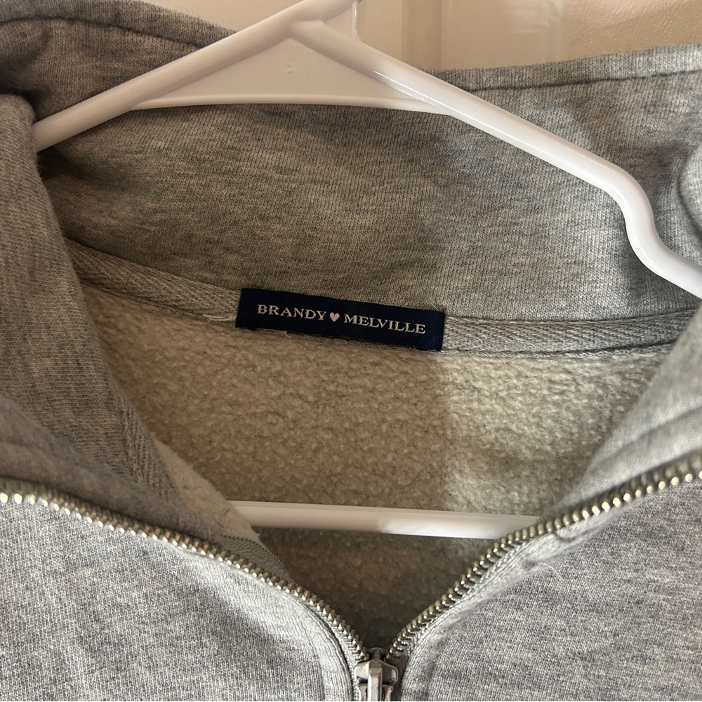 Brandy Melville Quarter-Zip Gray Sweatshirt